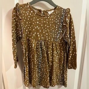Velvet Brown and White Polka Dot Dress